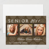 5 x 7 bruine Circle Polka Foto Senior Aankondiging (Voorkant / Achterkant)