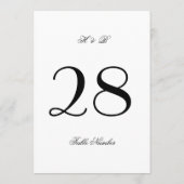 5 x 7 Classic Blanc & Noir Numéro de table Mariage (Dos)