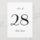 5 x 7 Classic Blanc & Noir Numéro de table Mariage (Devant)
