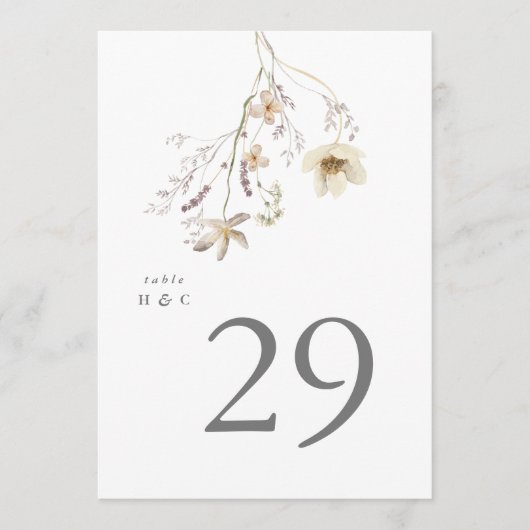 5 x 7 Elegante Spring Wildflower tafelnummers (Voorkant)