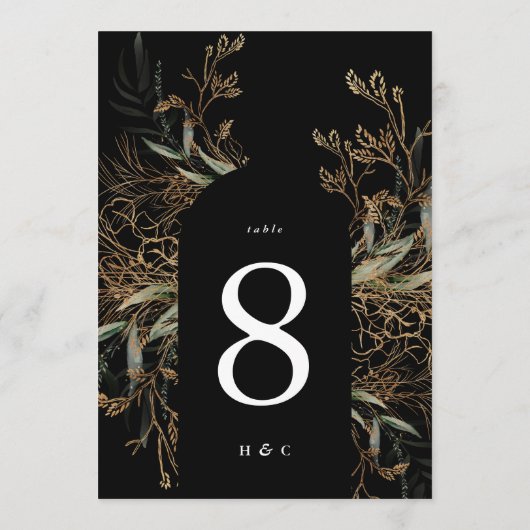 5 x 7 Eucalyptus Goud Zwart Arch Tafelnummer (Achterkant)