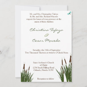 5 x 7 Faire-part de mariage Cattail/libellule en c