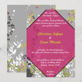 5 x 7 Faire-part de mariage Lime Vert/Rose Chaud (Devant / Derrière)
