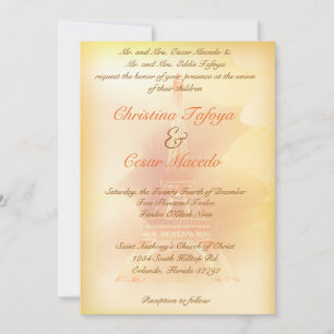 5 x 7 Faire-part de mariage Paris Peach Tour Eiffe