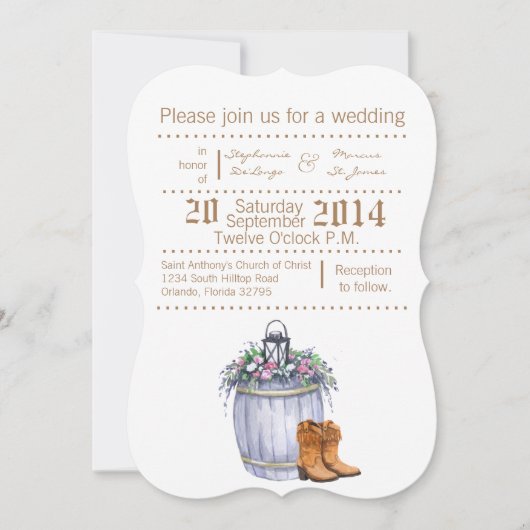 5 x 7 Faire-part de mariage rouille Mariage campag (Devant)