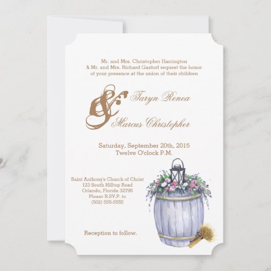 5 x 7 Faire-part de mariage rouille Mariage campag (Devant)