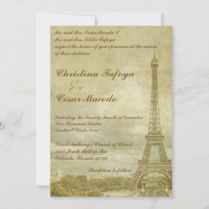 5 x 7 Faire-part de mariage Vintage Paris Eiffel T