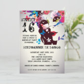 5 x 7 Floral Masquerade Sweet 16 Birthday Uitnodig Kaart (Staand voorkant)