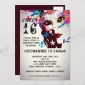 5 x 7 Floral Masquerade Sweet 16 Birthday Uitnodig Kaart (Voorkant / Achterkant)