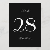 5 x 7 formele zwart wit bruiloft tafel nummer kaart (Voorkant)