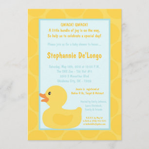 5 x 7 Gele Rubber Ducky Duc Baby shower Uitnodigin Kaart