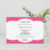 5 x 7 Girl Pink Polkadot Poke Baby shower Uitnodig Kaart (Staand voorkant)