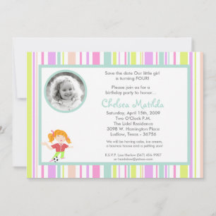 5 x 7 Girl Soccer Photo Birthday Shower Invitatio Save The Date