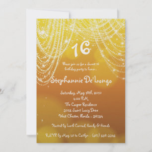 5 x 7 Glitz Glimmer Sweet 16 Birthday Invitation Kaart