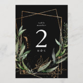 5 x 7 Gouden Eucalyptus Zwart Premium tafelnummer (Voorkant)