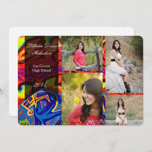 5 x 7 Graffiti Paint Air Brush Senior Aankondiging (Voorkant / Achterkant)