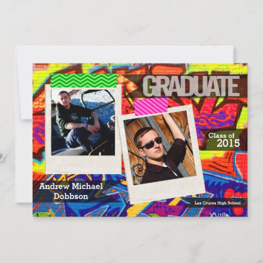 5 x 7 Graffiti Paint Air Brush Senior Aankondiging (Voorkant)