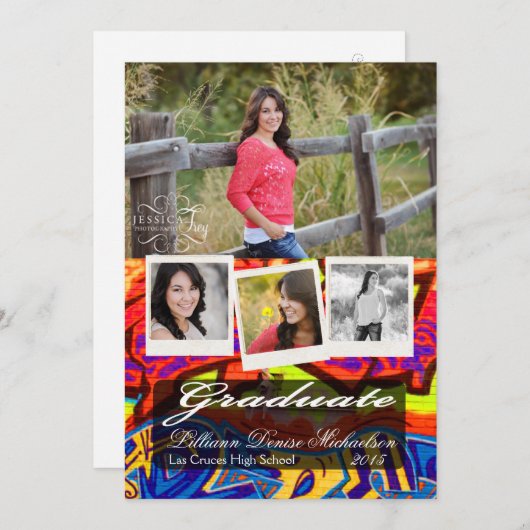 5 x 7 Graffiti Paint Air Brush Senior Aankondiging (Voorkant / Achterkant)