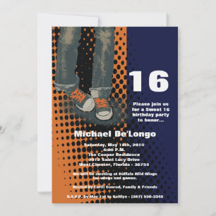 5 x 7 Grunge Sneakers 61 Birthday Invitation Kaart