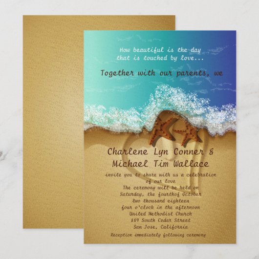 5 x 7-inch Beach Weddenschap Kaart (Voorkant / Achterkant)