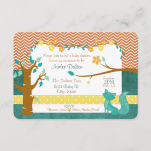 5 x 7 inch Woodland Fox Baby shower Invitation Kaart