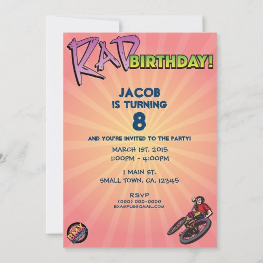 5 X 7 Invitation d'anniversaire BMX (Dos)