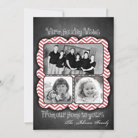 5 x 7 kerstkaart met XMAS Chalk Board Argyle PHOTO (Voorkant)
