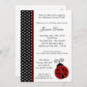 5 x 7 Lady Bug Black Polka Birthday Party nodigt u Kaart (Voorkant / Achterkant)