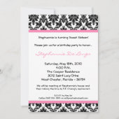 5 x 7 Light Pink Damask Birthday Party Invitation Kaart (Voorkant)