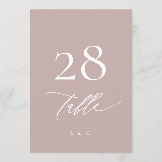 5 x 7 Mariage rose simple élégant Numéro de table (Dos)