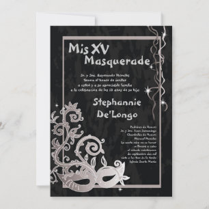 5 x 7 Masquerade Quinceanera Birthday Uitnodiging