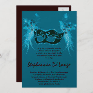 5 x 7 Masquerade Quinceanera Birthday Uitnodiging