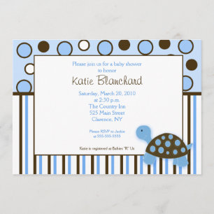 5 x 7 Mod Turtle Blue Trendy Dot Baby shower Kaart