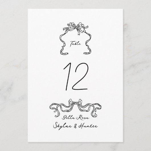 5 x 7 Modern lint Doodle Trouwtafel Nummer (Voorkant)