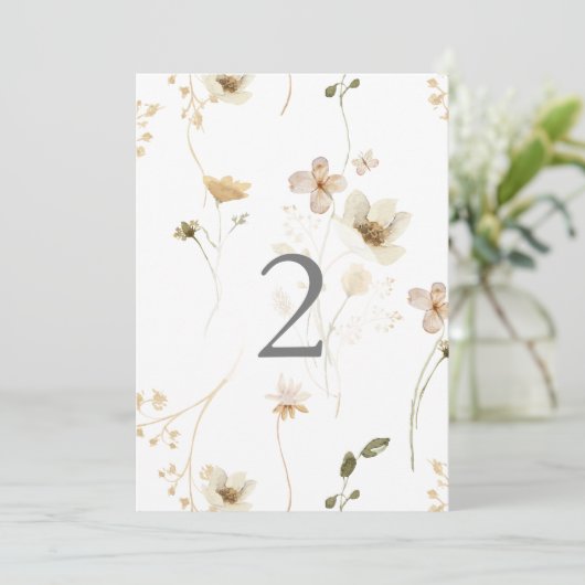 5 x 7 Moderne Pampas Trouwtafel Nummers (Staand voorkant)