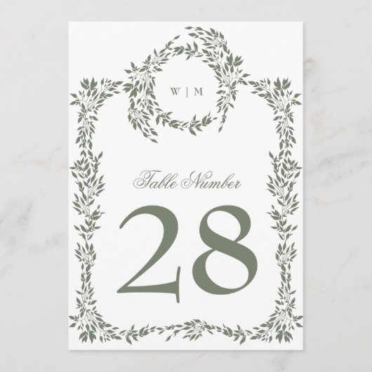 5 x 7 Monogrammes Sage de courroie Numéro de table (Devant)