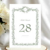 5 x 7 Monogrammes Wreath Classic Numéros de table