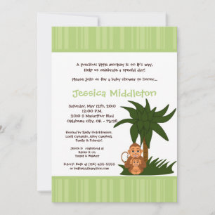 5 x 7 Neutra Baby Mama Monkey Baby shower Invitati Kaart