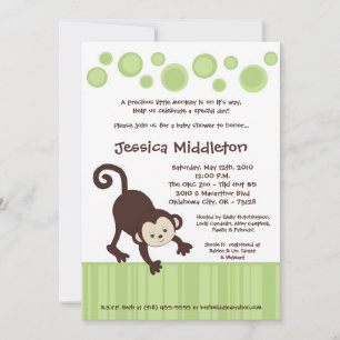 5 x 7 Neutra Pop Monkey Dance Baby shower Invitati Kaart