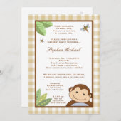5 x 7 Neutraal Papgayo Monkey Birthday Uitnodiging (Voorkant / Achterkant)