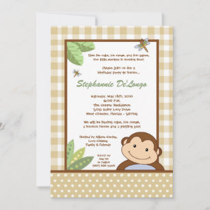 5 x 7 Neutraal Papgayo Monkey Birthday Uitnodiging