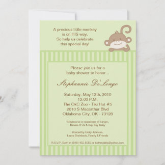 5 x 7 Neutrale Groene Monkey Baby shower Uitnodigi Kaart