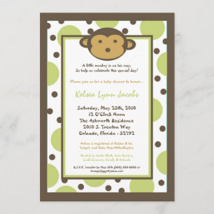 5 x 7 Neutrale Modern Mod Monkey Baby shower Uitno Kaart