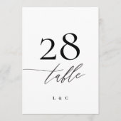 5 x 7 Noir Blanc Mariage moderne Numéro de table (Devant)