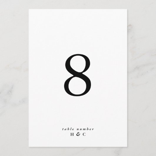 5 x 7 Noir Simple Moderne Mariage Numéros de table (Dos)