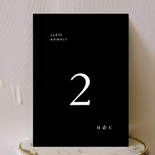 5 x 7 Noir Simple Moderne Mariage Numéros de table
