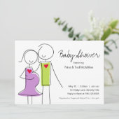 5 x 7 Paarse en groene codegetrouwe Babyschoenen Kaart (Staand voorkant)