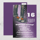 5 x 7 Paarse Sneakers Sweet 16 uitnodiging op zate (Voorkant / Achterkant)