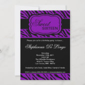 5 x 7 Paarse Zebra Print Birthday party nodiging Kaart (Voorkant)