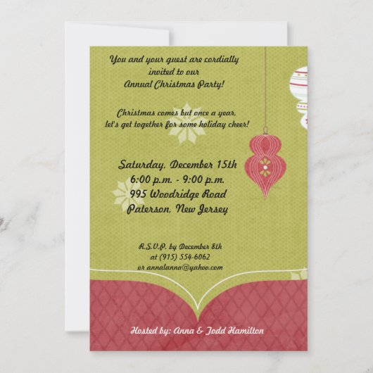 5 x 7 Rood-witte kerstversiering Uitnodiging (Voorkant)